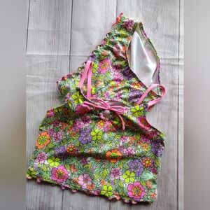 Cat Jack Kids Girls Floral Ruffle Swimsuit Set Size L 10 12